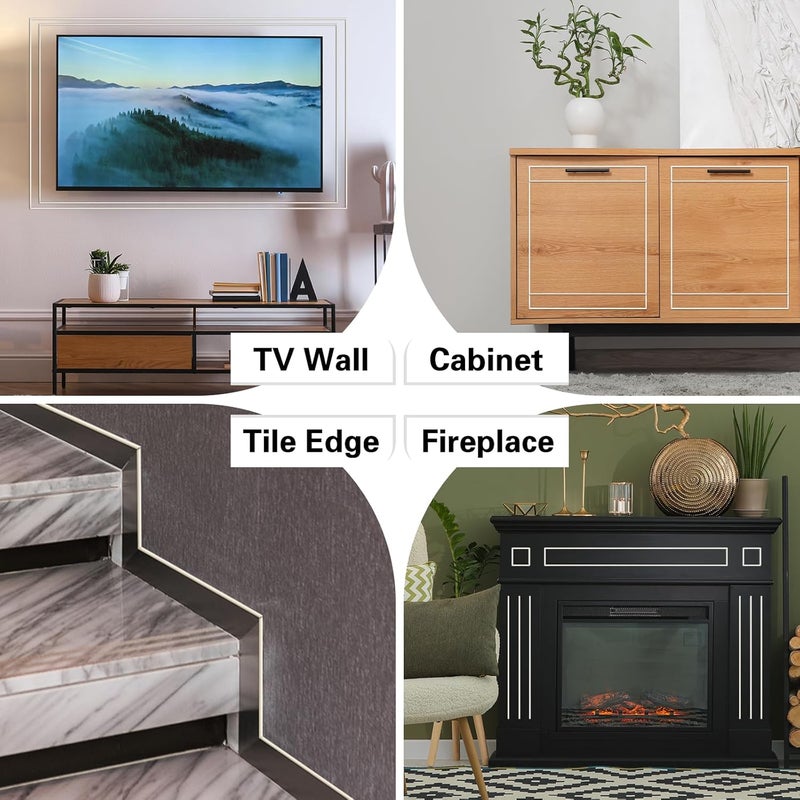 JSIWOTH 9.8 Ft Peel and Stick Wall Molding Trim, White(Paintable) Self Adhesive Flexible Trim for Wall, Edges, Borders, Window Frames, Backsplash Tiles, Baseboard & More (W:0.4", T:0.1") - Image 3
